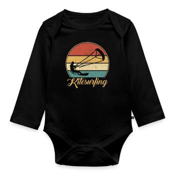 Kitesurf Kite Surf Kiteboard Planche à voile - Body Bébé bio manches longues - noir - Devant