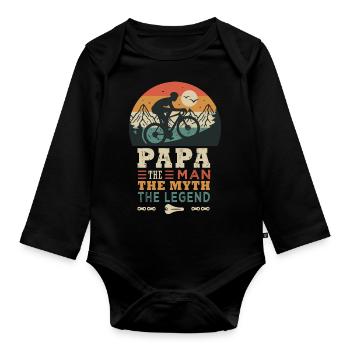 dad cyclist the legend bike bike bike bikes - Organic Longsleeve Baby Bodysuit - black - Front