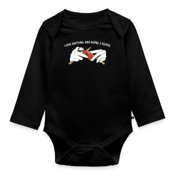 J’adore tricoter et peut-être 3 personnes tricotent - Body Bébé bio manches longues - noir - Devant