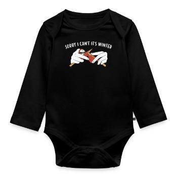 Sorry I Can't It's Winter Knitting - Organic Longsleeve Baby Bodysuit - black - Front