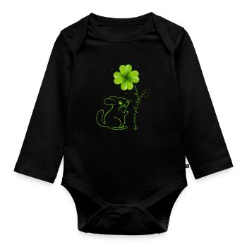 They are my lucky charm Chinchilla shamrock - Organic Longsleeve Baby Bodysuit - black - Front