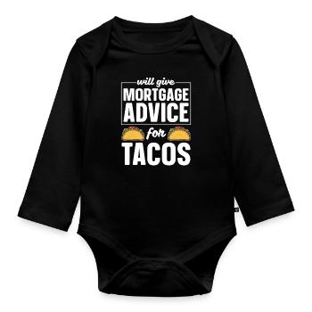 Hypothekenberatung Für Tacos Für Immobilienmakler - Baby Bio-Langarm-Body - Schwarz - Vorne