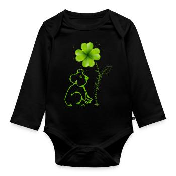 You Are My Lucky Charm Koala Kleeblatt - Baby Bio-Langarm-Body - Schwarz - Vorne