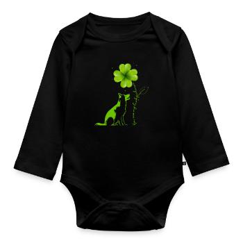 Tu es mon porte-bonheur Berger Chien Cloverleaf - Body Bébé bio manches longues - noir - Devant
