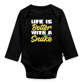 Snake Serpent Life Is Better With - Organic Longsleeve Baby Bodysuit - black - Front