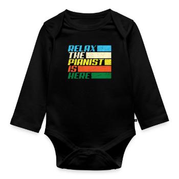 Funny Piano Player Piano Piano Pianist - Organic Longsleeve Baby Bodysuit - black - Front