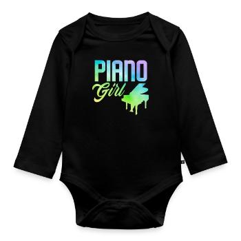 Funny Piano Player Piano Piano Pianist - Organic Longsleeve Baby Bodysuit - black - Front