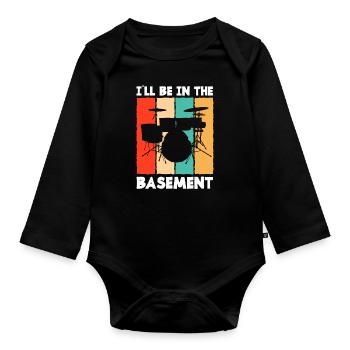 Cadeau de batteur de batterie - Body Bébé bio manches longues - noir - Devant