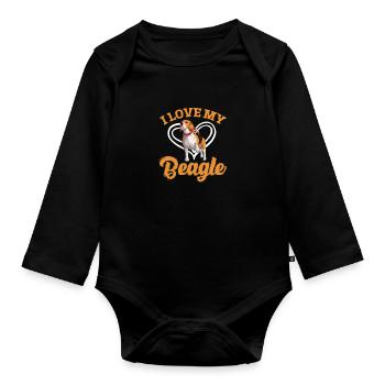 Beagle Hund Hunde Hundeliebhaber Haustier Geschenk - Baby Bio-Langarm-Body - Schwarz - Vorne