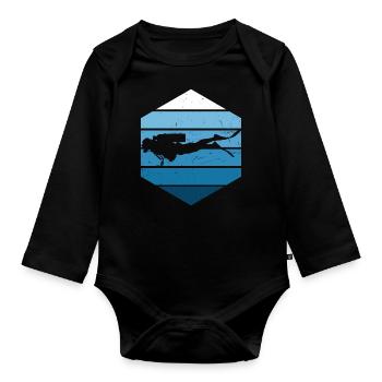 Plongeur Plongeur Femmes Plongeurs Hommes Scuba Diver - Body Bébé bio manches longues - noir - Devant
