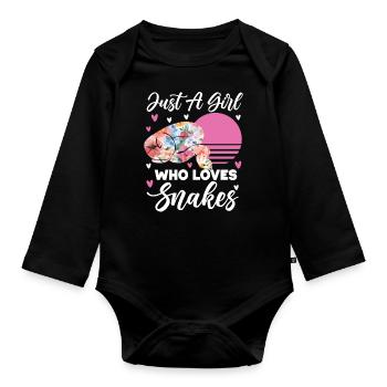 Snake Serpent Flower Floral Just A - Baby Bio-Langarm-Body - Schwarz - Vorne