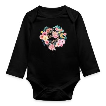 Snake Serpent Flower Floral - Baby Bio-Langarm-Body - Schwarz - Vorne