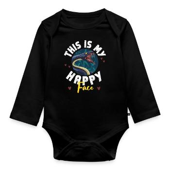 Snake Serpent This Is My Happy - Organic Longsleeve Baby Bodysuit - black - Front