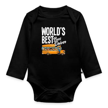 Funny School Bus Driver School Bus Bus Driver - Organic Longsleeve Baby Bodysuit - black - Front