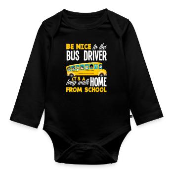 Funny school bus driver school bus bus driver - Organic Longsleeve Baby Bodysuit - black - Front
