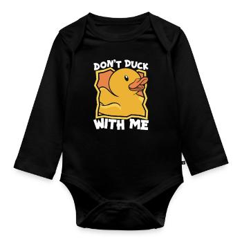 Rubber Ducks Bathroom Yellow Duck - Organic Longsleeve Baby Bodysuit - black - Front