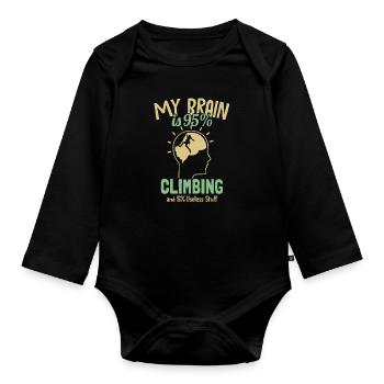 My Brain is 95% Climbing Outdoor Speed Sport Free - Organic Longsleeve Baby Bodysuit - black - Front