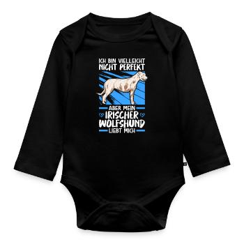 Mein Irischer Wolfshund liebt mich Wolfhound - Baby Bio-Langarm-Body - Schwarz - Vorne
