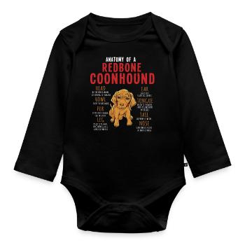 Anatomy of a Redbone Coonhound - Organic Longsleeve Baby Bodysuit - black - Front