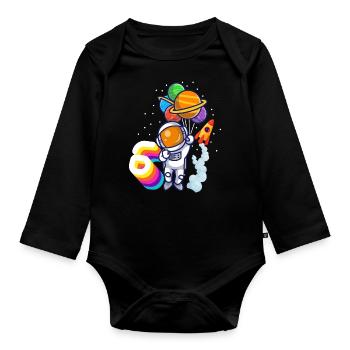 Astronaut 9th Birthday Space Boy Gift - Organic Longsleeve Baby Bodysuit - black - Front