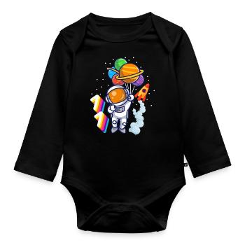 Astronaut 11th Birthday Space Boy Gift - Organic Longsleeve Baby Bodysuit - black - Front