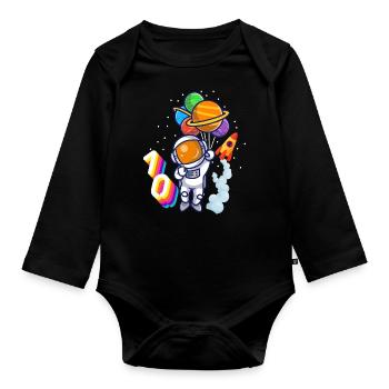 Astronaut 10th Birthday Space Boy Gift - Organic Longsleeve Baby Bodysuit - black - Front