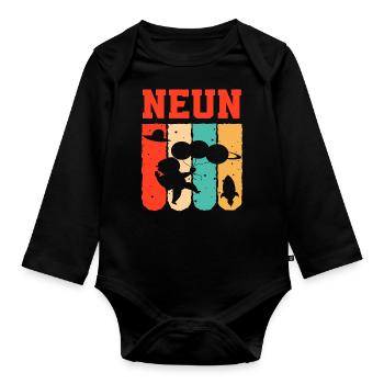 Astronaut 9th Birthday Space Boy Gift - Organic Longsleeve Baby Bodysuit - black - Front