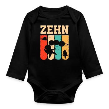 Astronaut 10th Birthday Space Boy Gift - Organic Longsleeve Baby Bodysuit - black - Front