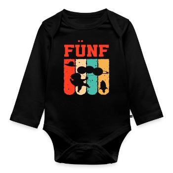 Astronaut 5th Birthday Space Boy Gift - Organic Longsleeve Baby Bodysuit - black - Front
