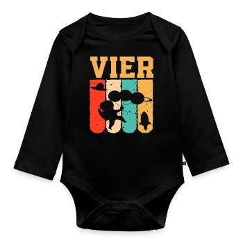 Astronaut 4th Birthday Space Boy Gift - Organic Longsleeve Baby Bodysuit - black - Front