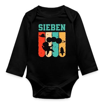Astronaut 7th Birthday Space Boy Gift - Organic Longsleeve Baby Bodysuit - black - Front
