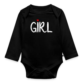 Fille Cœur Rouge - Body Bébé bio manches longues - noir - Devant