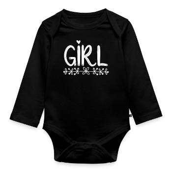 Fleurs de fille - Body Bébé bio manches longues - noir - Devant
