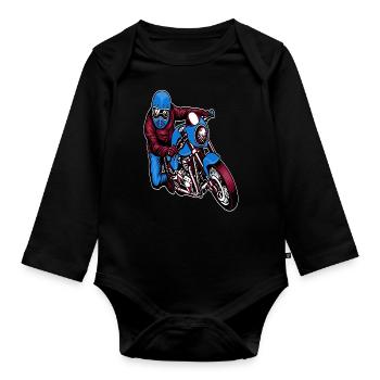 Motorcycling Motorcycle Bike Stunt Gift Idea - Organic Longsleeve Baby Bodysuit - black - Front
