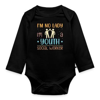 Je ne suis pas une dame Je suis une travailleuse sociale pour les jeunes - Body Bébé bio manches longues - noir - Devant