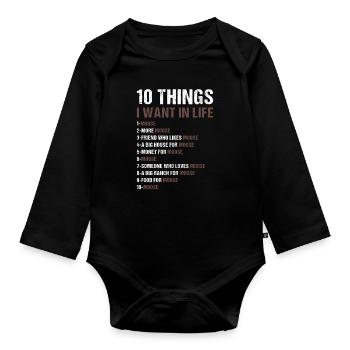Elk 5 Things I Want In Life Moose - Organic Longsleeve Baby Bodysuit - black - Front