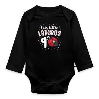 This Little Ladybug Is 9 Years Old 9th Birthday - Organic Longsleeve Baby Bodysuit - black - Front