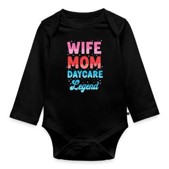 Childcare Daycare Provider Teacher - Organic Longsleeve Baby Bodysuit - black - Front