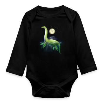 Loch Ness Monster - Organic Longsleeve Baby Bodysuit - black - Front
