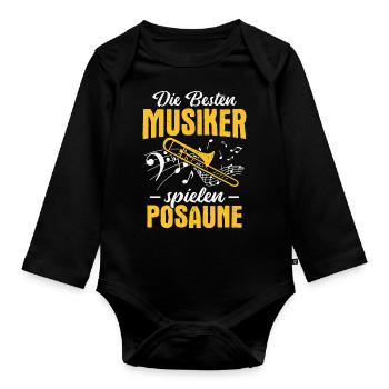 Posaunist Die besten Musiker spielen Posaune - Baby Bio-Langarm-Body - Schwarz - Vorne