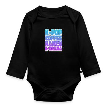 K-Pop Coffee Ramen - Organic Longsleeve Baby Bodysuit - black - Front