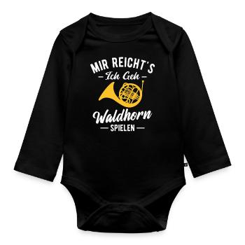Waldhorn Hornist Orchester Horn Musiker - Baby Bio-Langarm-Body - Schwarz - Vorne