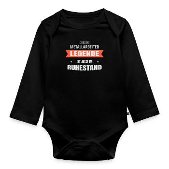 Rente Ruhestand Pension Metallarbeiter - Baby Bio-Langarm-Body - Schwarz - Vorne