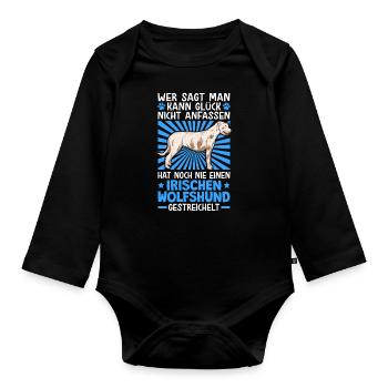 Irischer Wolfshund Glück anfassen Wolfhound - Baby Bio-Langarm-Body - Schwarz - Vorne