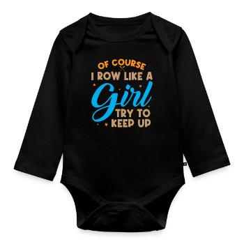 Coxswain Rowing Design For Girls Women Crew Rowing - Organic Longsleeve Baby Bodysuit - black - Front
