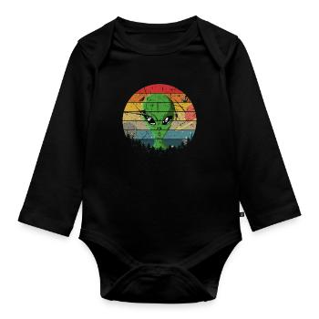 Alien Gift Extraterrestrial Ufo Area 51 Sci-fi - Organic Longsleeve Baby Bodysuit - black - Front