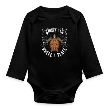 Tortue Détendue Chill Mer Océan Plage - Body Bébé bio manches longues - noir - Devant