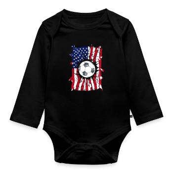 Football USA Flagge - Baby Bio-Langarm-Body - Schwarz - Vorne
