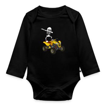 Dabbing Skeleton Quad Bike - Organic Longsleeve Baby Bodysuit - black - Front