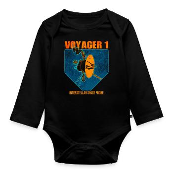 Voyager 1 Weltraum Sonde - Baby Bio-Langarm-Body - Schwarz - Vorne